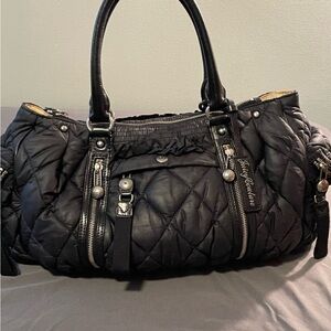 Juicy Couture Black Quilted Satchel with Zipper Accents